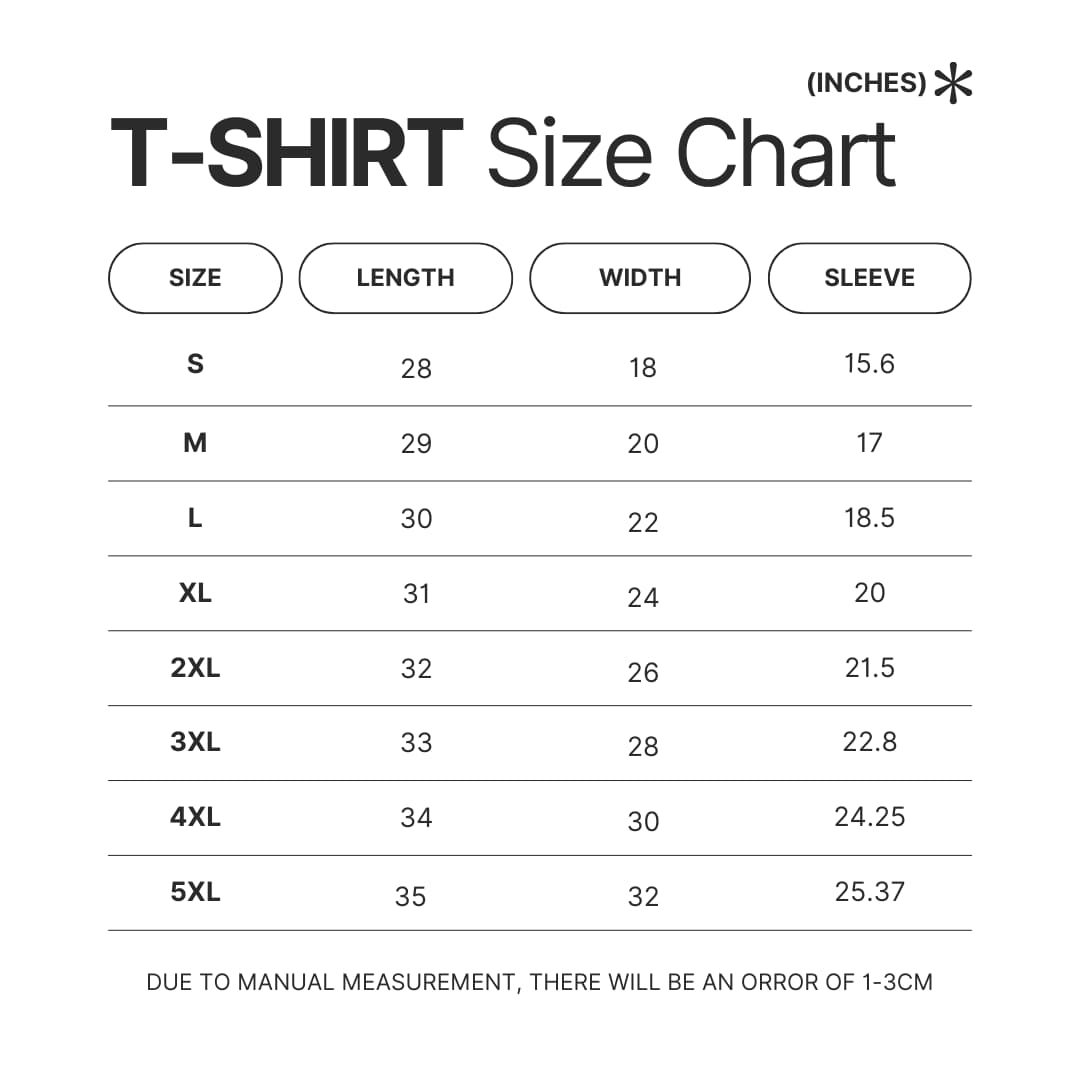 T shirt Size Chart - Kerbal Space Program Store